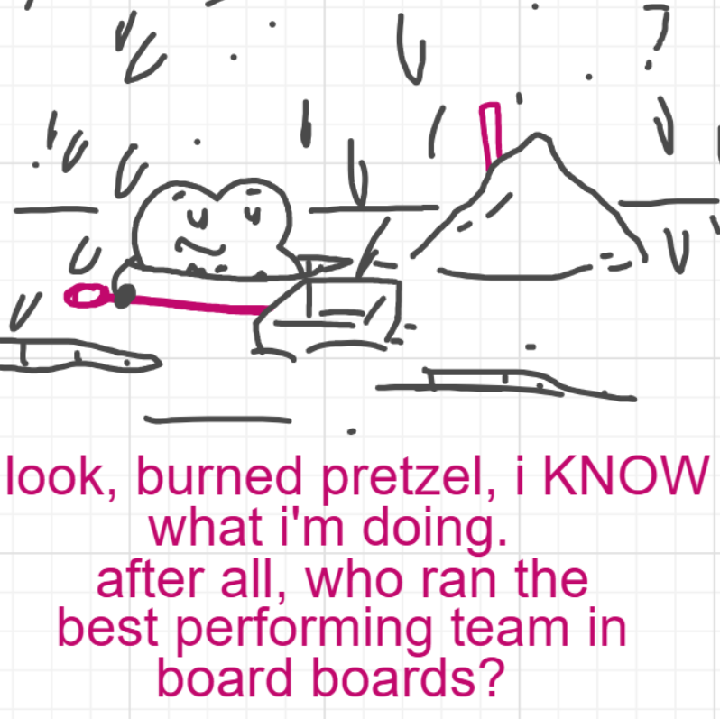 A panel from I've Been Everywhere, Man, episode nine of the Board Boards object show by Furretwalk/WalkingFurret.